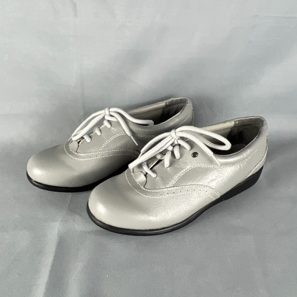 Dr. Scholl's Womens 7 M Gray Leather Low Top Lace Up Round Toe Oxford Shoes
